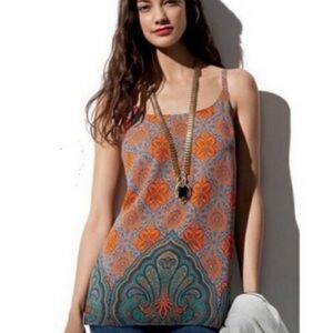 Cabi orange tan teal lined tank top #3082 small